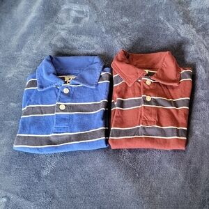 The Children's Place Short Sleeve Boys Polos - Blue and Maroon striped polos